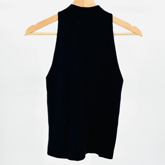 Madewell Black Ribbed Sleeveless Mock Neck Knit Top - Picture 3 of 5